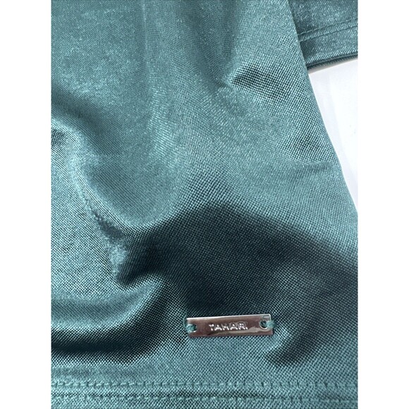 2x Tahari Sparkly Top Womens XL Scoop Neck 3/4 Sleeve Blouse Emerald Green Black - Picture 10 of 11